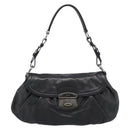 PRADA Shoulder Bag Leather Black Silver Auth 185477SAV-2