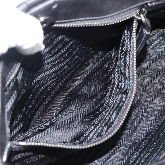 PRADA Shoulder Bag Leather Black Silver Auth 185477SAV