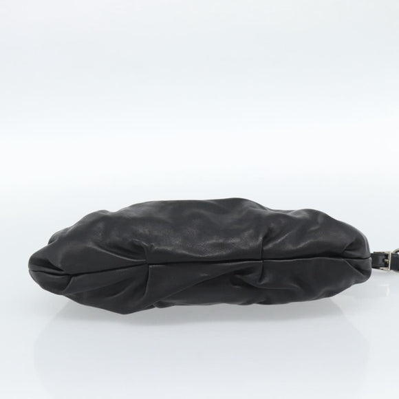 PRADA Shoulder Bag Leather Black Silver Auth 185477SAV