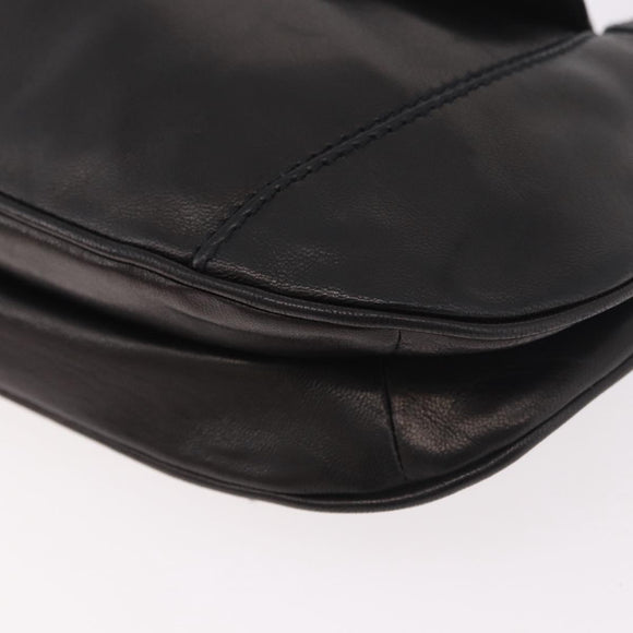 PRADA Shoulder Bag Leather Black Silver Auth 185478SAM