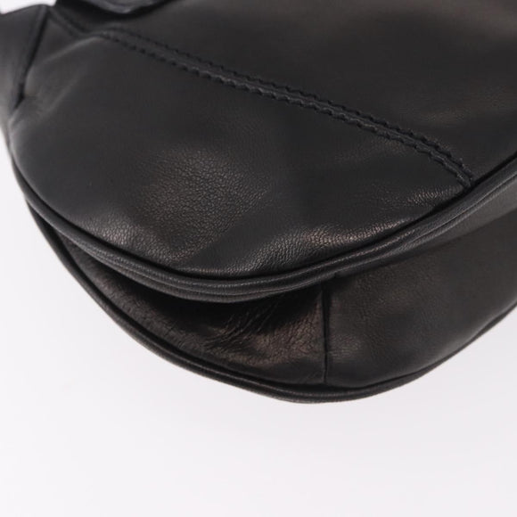 PRADA Shoulder Bag Leather Black Silver Auth 185478SAM