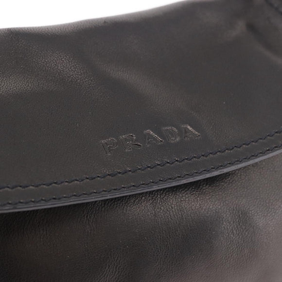 PRADA Shoulder Bag Leather Black Silver Auth 185478SAM