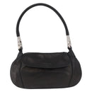 PRADA Shoulder Bag Leather Black Silver Auth 185478SAM-2