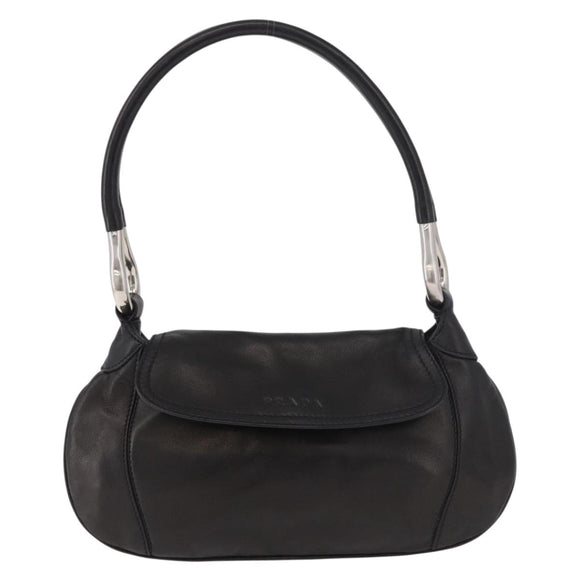 PRADA Shoulder Bag Leather Black Silver Auth 185478SAM