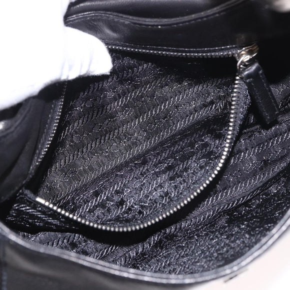PRADA Shoulder Bag Leather Black Silver Auth 185478SAM