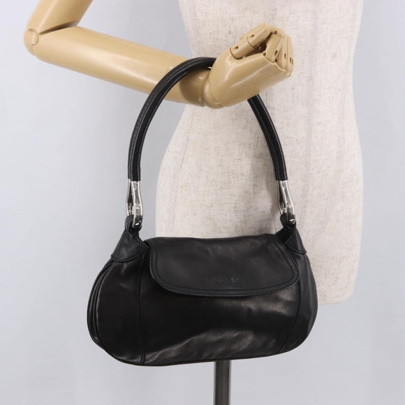 PRADA Shoulder Bag Leather Black Silver Auth 185478SAM