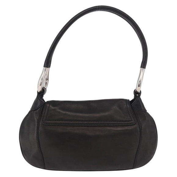 PRADA Shoulder Bag Leather Black Silver Auth 185478SAM
