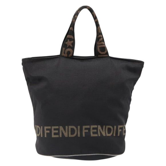 FENDI Hand Bag Canvas Black Auth 185481