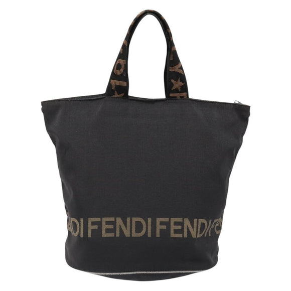 FENDI Hand Bag Canvas Black Auth 185481