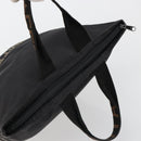FENDI Hand Bag Canvas Black Auth 185481-6