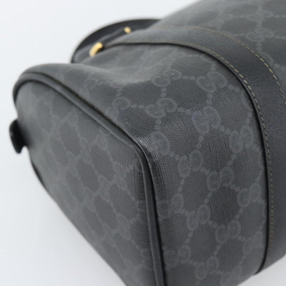 GUCCI GG Supreme Web Sherry Line Boston Bag PVC Black Gold 40 02 006 Auth 185482