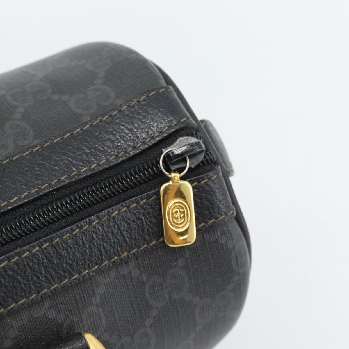 GUCCI GG Supreme Web Sherry Line Boston Bag PVC Black Gold 40 02 