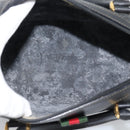 GUCCI GG Supreme Web Sherry Line Boston Bag PVC Black Gold 40 02 006 Auth 185482-16