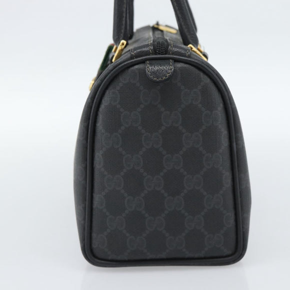 GUCCI GG Supreme Web Sherry Line Boston Bag PVC Black Gold 40 02 006 Auth 185482