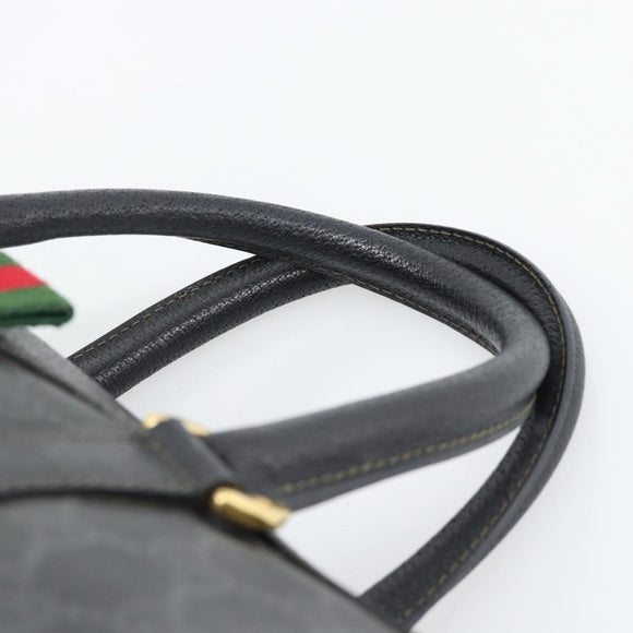 GUCCI GG Supreme Web Sherry Line Boston Bag PVC Black Gold 40 02 006 Auth 185482
