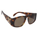CHANEL COCO Mark Sunglasses Plastic Brown Gold CC Auth 185486-1