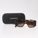 CHANEL COCO Mark Sunglasses Plastic Brown Gold CC Auth 185486-12
