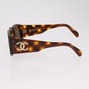 CHANEL COCO Mark Sunglasses Plastic Brown Gold CC Auth 185486-6