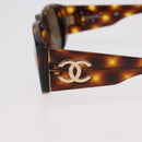 CHANEL COCO Mark Sunglasses Plastic Brown Gold CC Auth 185486-7