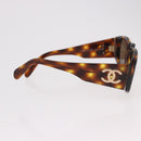 CHANEL COCO Mark Sunglasses Plastic Brown Gold CC Auth 185486-8