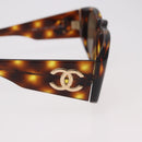 CHANEL COCO Mark Sunglasses Plastic Brown Gold CC Auth 185486-9