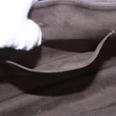 FENDI Chain Canai Shoulder Bag Leather Beige Silver Auth 185488-21