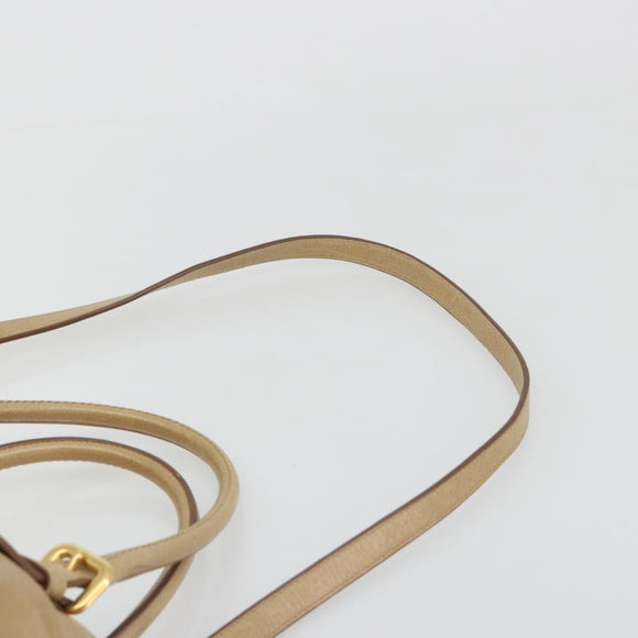 PRADA Hand Bag Leather 2way Beige Gold Auth 185490