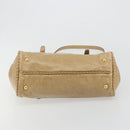PRADA Hand Bag Leather 2way Beige Gold Auth 185490-5
