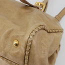 PRADA Hand Bag Leather 2way Beige Gold Auth 185490-16