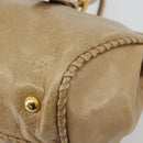 PRADA Hand Bag Leather 2way Beige Gold Auth 185490-18
