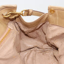 PRADA Hand Bag Leather 2way Beige Gold Auth 185490-22