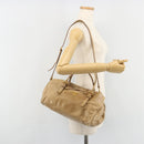 PRADA Hand Bag Leather 2way Beige Gold Auth 185490-26