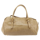 PRADA Hand Bag Leather 2way Beige Gold Auth 185490-2