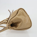 PRADA Hand Bag Leather 2way Beige Gold Auth 185490-4