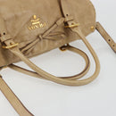 PRADA Hand Bag Leather 2way Beige Gold Auth 185490-7