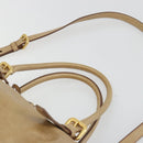PRADA Hand Bag Leather 2way Beige Gold Auth 185490-14