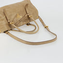 PRADA Hand Bag Leather 2way Beige Gold Auth 185490-8