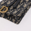 Christian Dior Trotter Canvas Saddle Chain Phone Holder Navy Gold Auth 185492M-14
