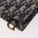 Christian Dior Trotter Canvas Saddle Chain Phone Holder Navy Gold Auth 185492M-16