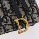 Christian Dior Trotter Canvas Saddle Chain Phone Holder Navy Gold Auth 185492M-9