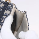 Christian Dior Trotter Canvas Saddle Chain Phone Holder Navy Gold Auth 185492M-18
