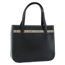 Burberrys Hand Bag Leather Black Silver Auth 185493A-1
