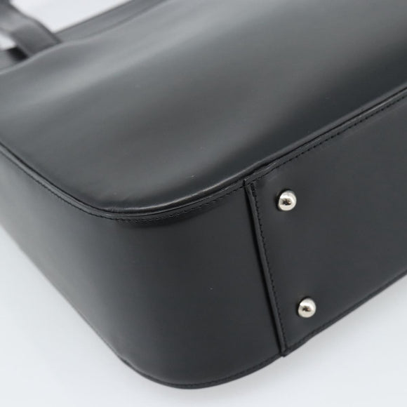 Burberrys Hand Bag Leather Black Silver Auth 185493A