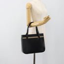 Burberrys Hand Bag Leather Black Silver Auth 185493A-25