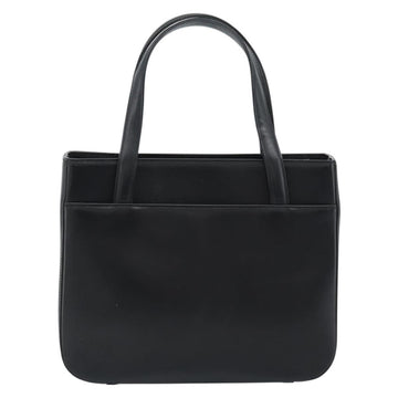 Burberrys Hand Bag Leather Black Silver Auth 185493A - 0