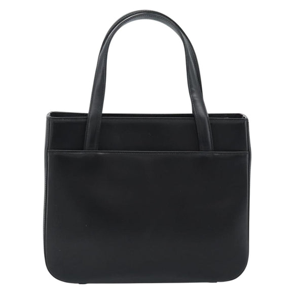 Burberrys Hand Bag Leather Black Silver Auth 185493A