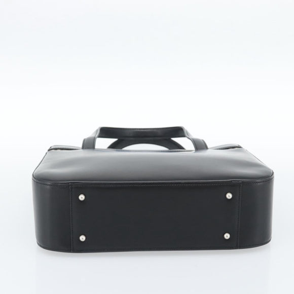 Burberrys Hand Bag Leather Black Silver Auth 185493A