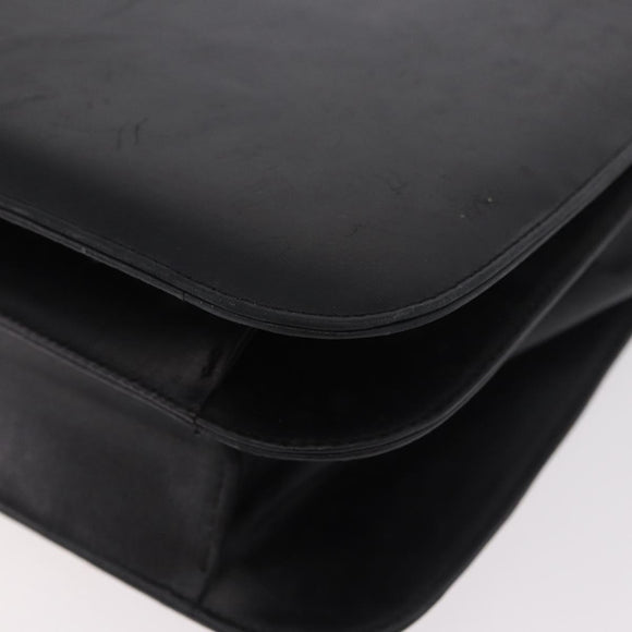 CELINE Horse Carriage Shoulder Bag Leather Black Gold Auth 185494