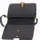 CELINE Horse Carriage Shoulder Bag Leather Black Gold Auth 185494-10