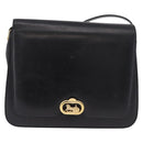 CELINE Horse Carriage Shoulder Bag Leather Black Gold Auth 185494-13